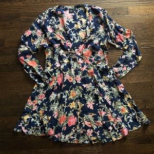 ASOS grunge floral skater faux wrap dress boho 14